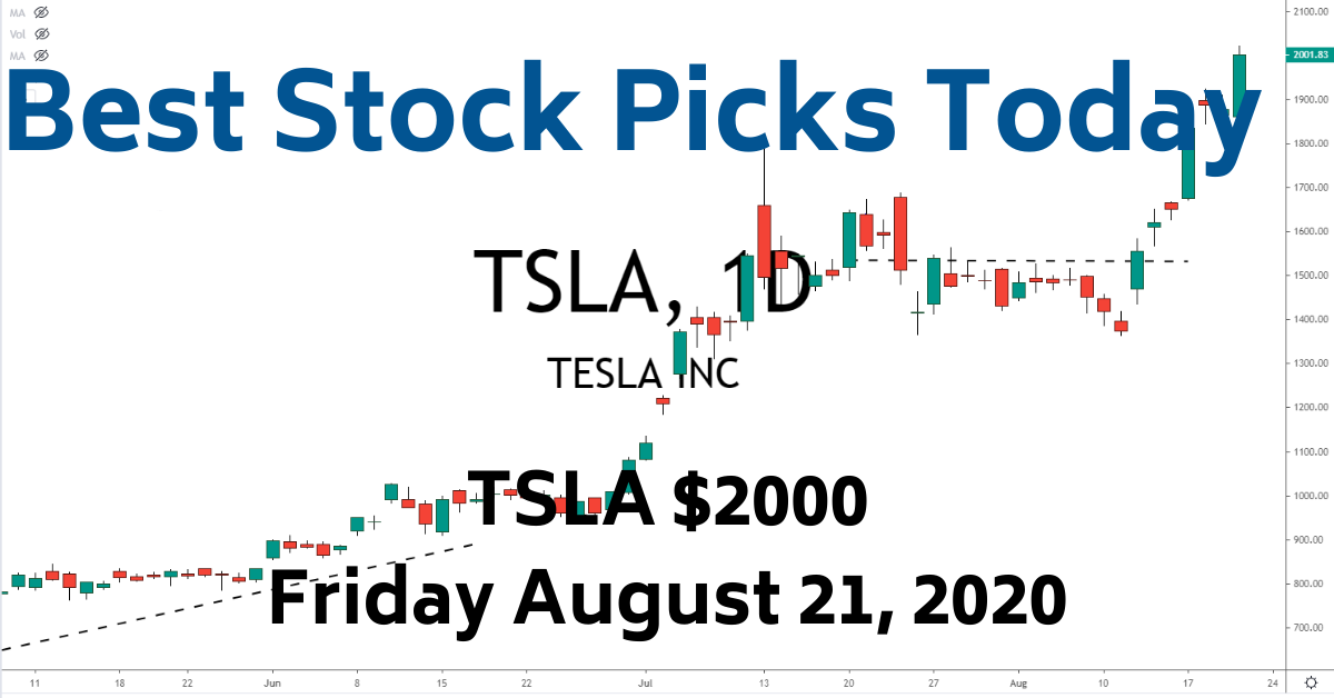 TSLA Stock 2000 Best Stock Picks Today 8-21-20