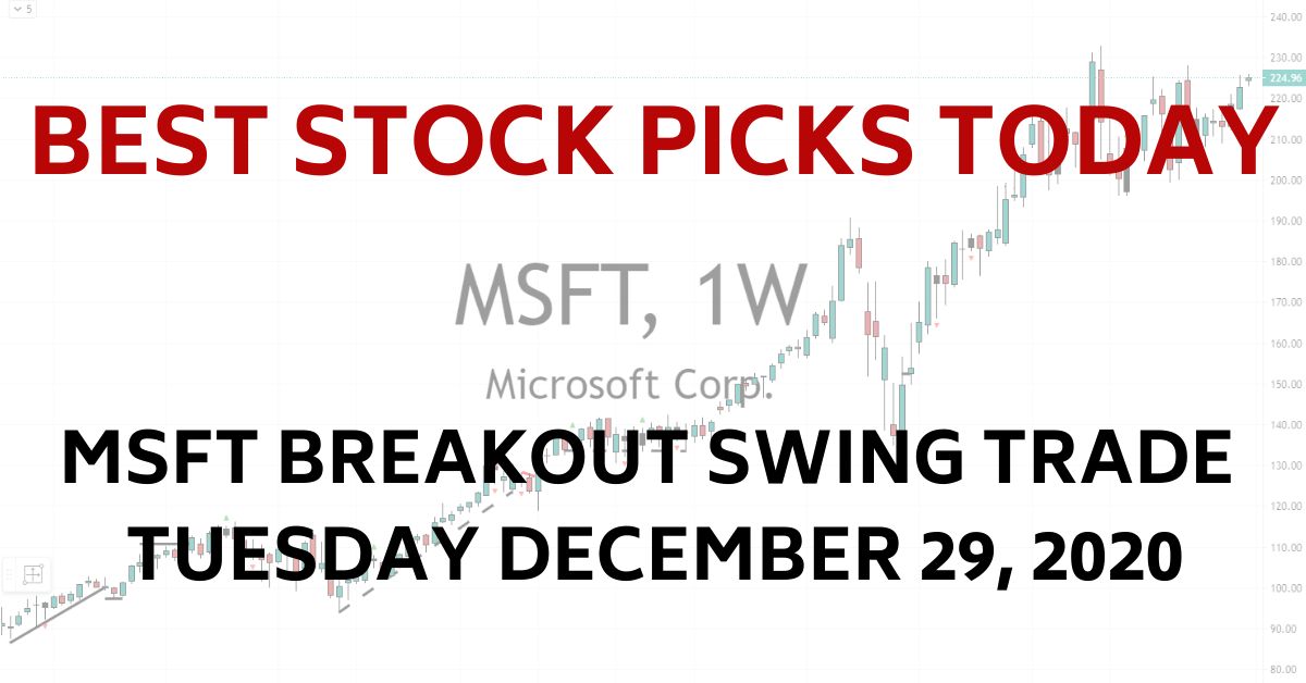Best Stock Picks Today MSFT Swing Trade 12-28-20