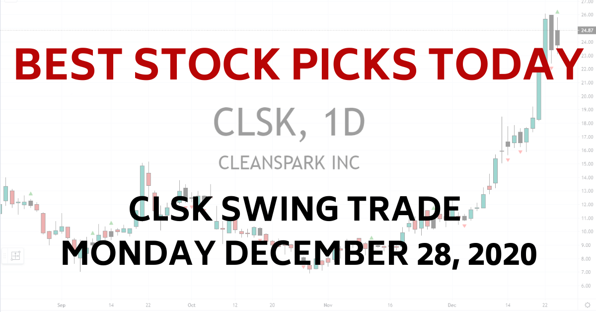 Best Stock Picks Today CLSK Swing Trade 12-28-20